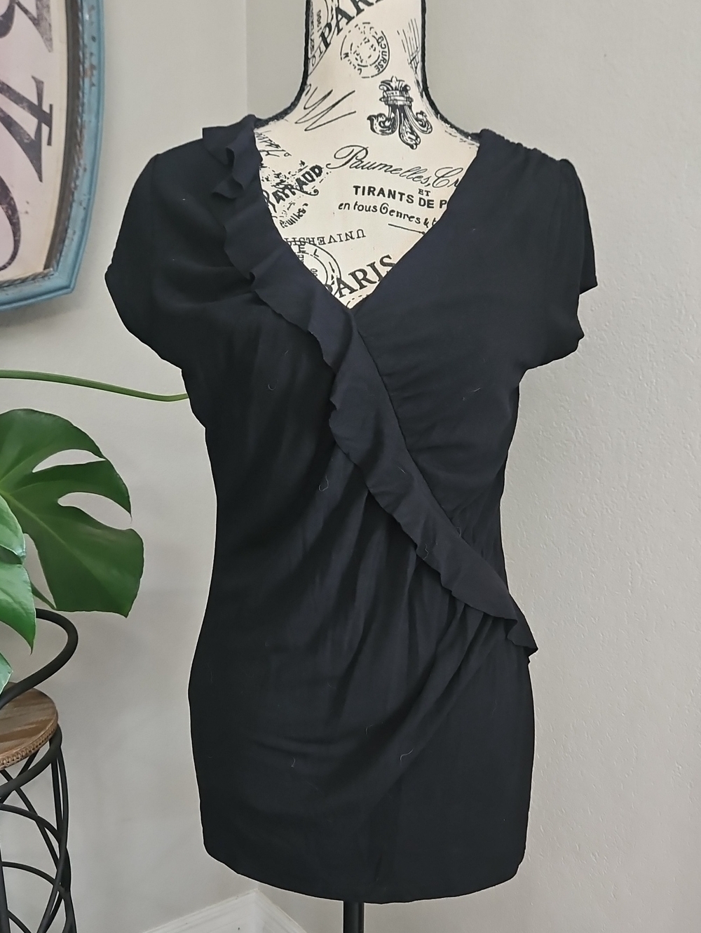 Candie's Black Ruffle Wrap Tshirt